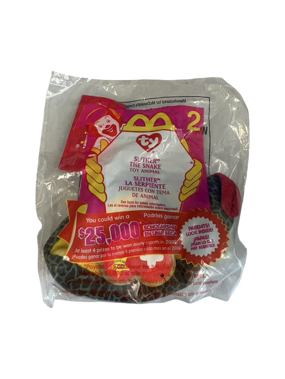 Vintage McDonalds Slither The Snake #2 ty Teenie Beanie Baby 2000 NEW
